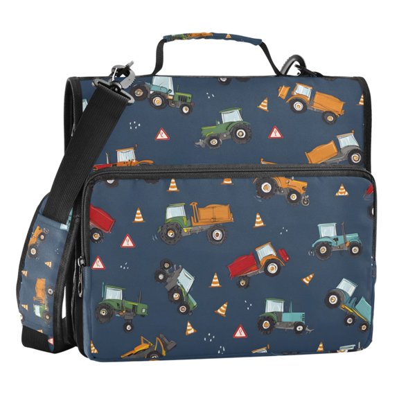 ALAZA Zipper Binder Cartoon Trucks Vehicle-t3 3 Ring Trapper Keeper File Folder Organizer Bag