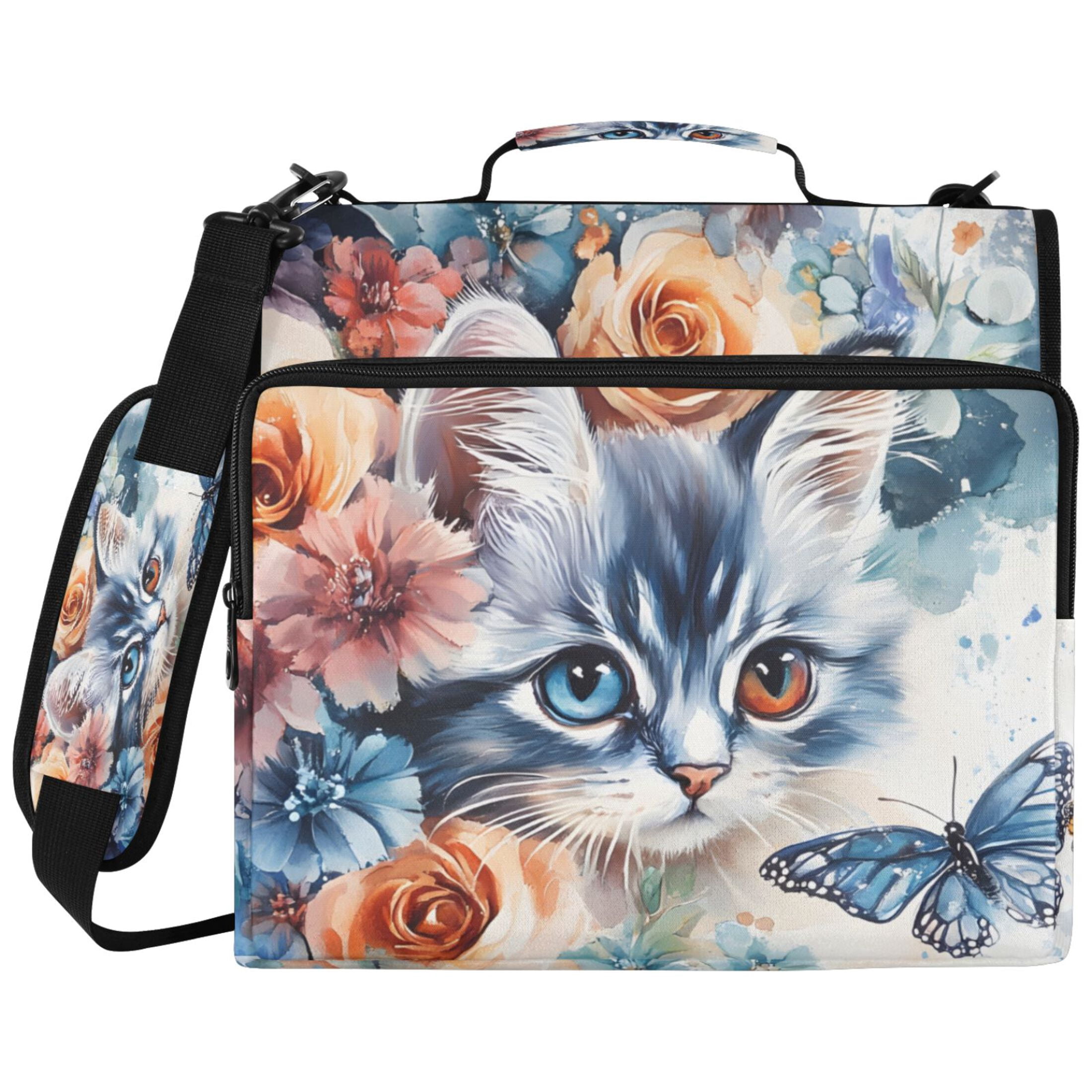 ALAZA Zipper Binder Cat Butterfly Flower Pattern 2 inch 3 Ring 500 ...