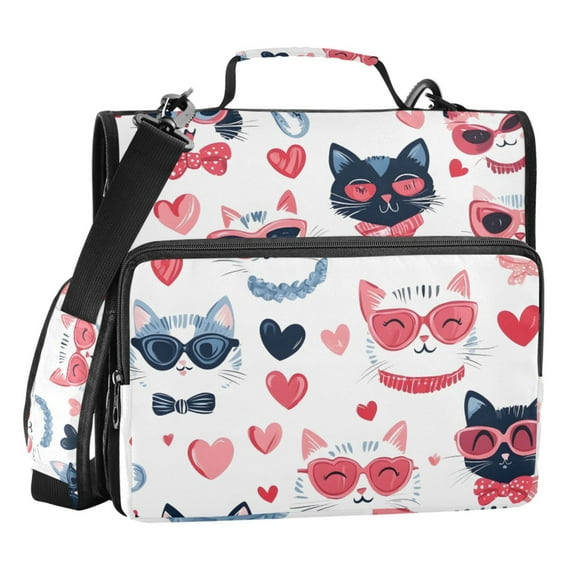 ALAZA Zipper Binder Cat Cartoon 3 Ring Trapper Keeper File Folder Organizer Bag