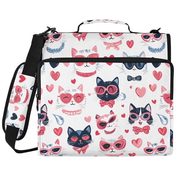 ALAZA Zipper Binder Cat Cartoon Pattern 2 inch 3 Ring 500 Sheet Capacity Trapper Keeper File Folder Organizer Bag