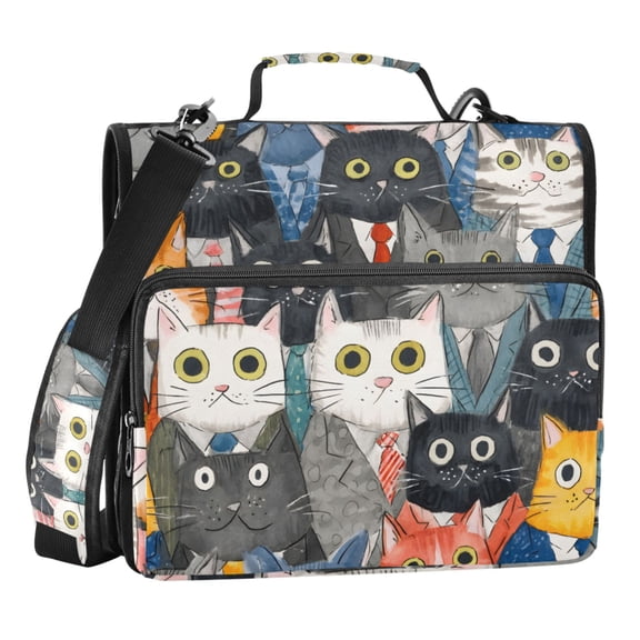 ALAZA Zipper Binder Cat Doodle Pattern 3 Ring Trapper Keeper File Folder Organizer Bag
