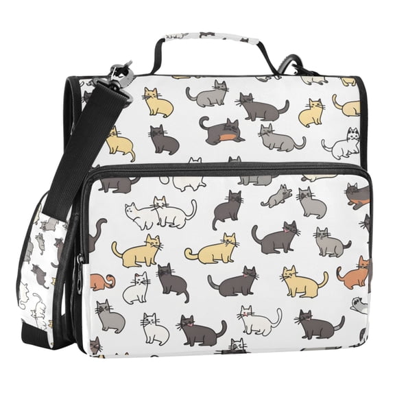 ALAZA Zipper Binder Cat Pattern 3 Ring Trapper Keeper File Folder Organizer Bag