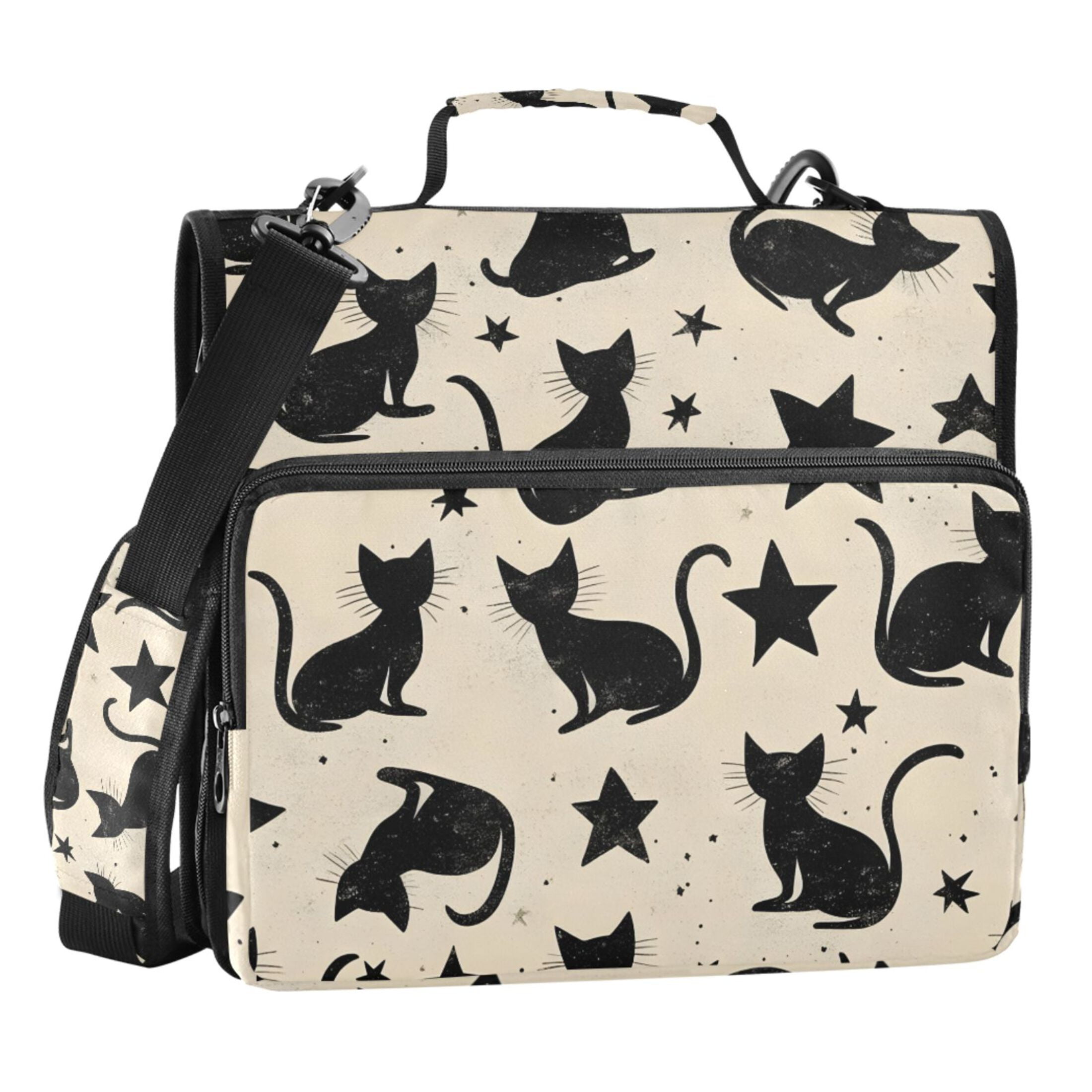 ALAZA Zipper Binder Cat and Stars 3 Ring Trapper Keeper File Folder Organizer Bag