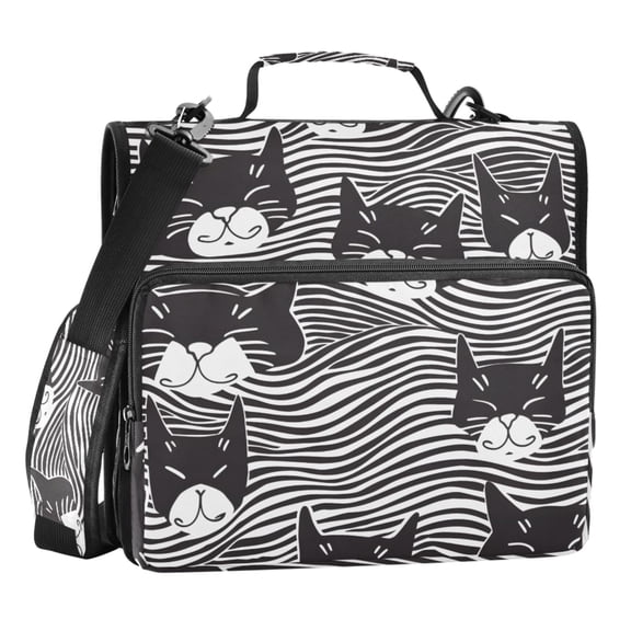 ALAZA Zipper Binder Cat on Stripes 3 Ring Trapper Keeper File Folder Organizer Bag