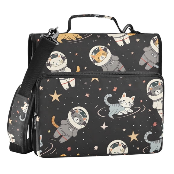 ALAZA Zipper Binder Cats on Space 3 Ring Trapper Keeper File Folder Organizer Bag