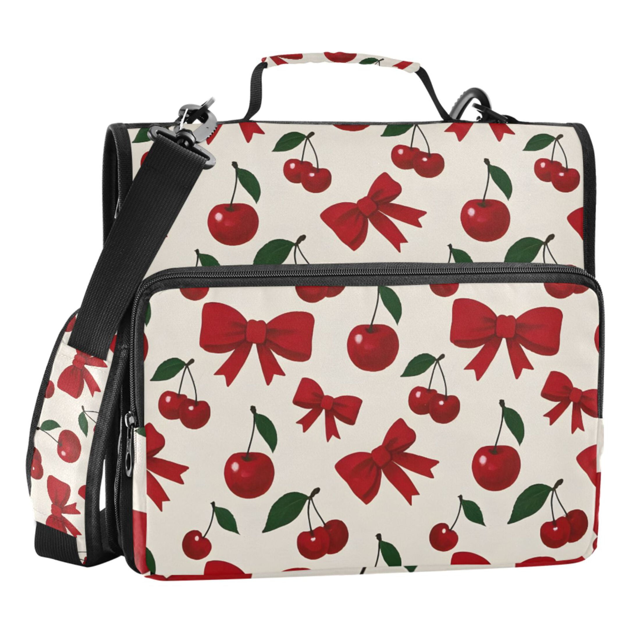 ALAZA Zipper Binder Cherry Fruits Bow 3 Ring Trapper Keeper File Folder Organizer Bag