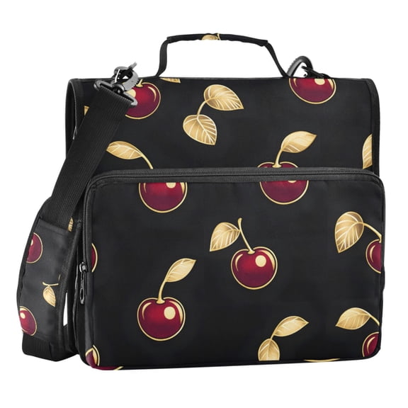 ALAZA Zipper Binder Cherry Gold Leaves 3 Ring Trapper Keeper File Folder Organizer Bag