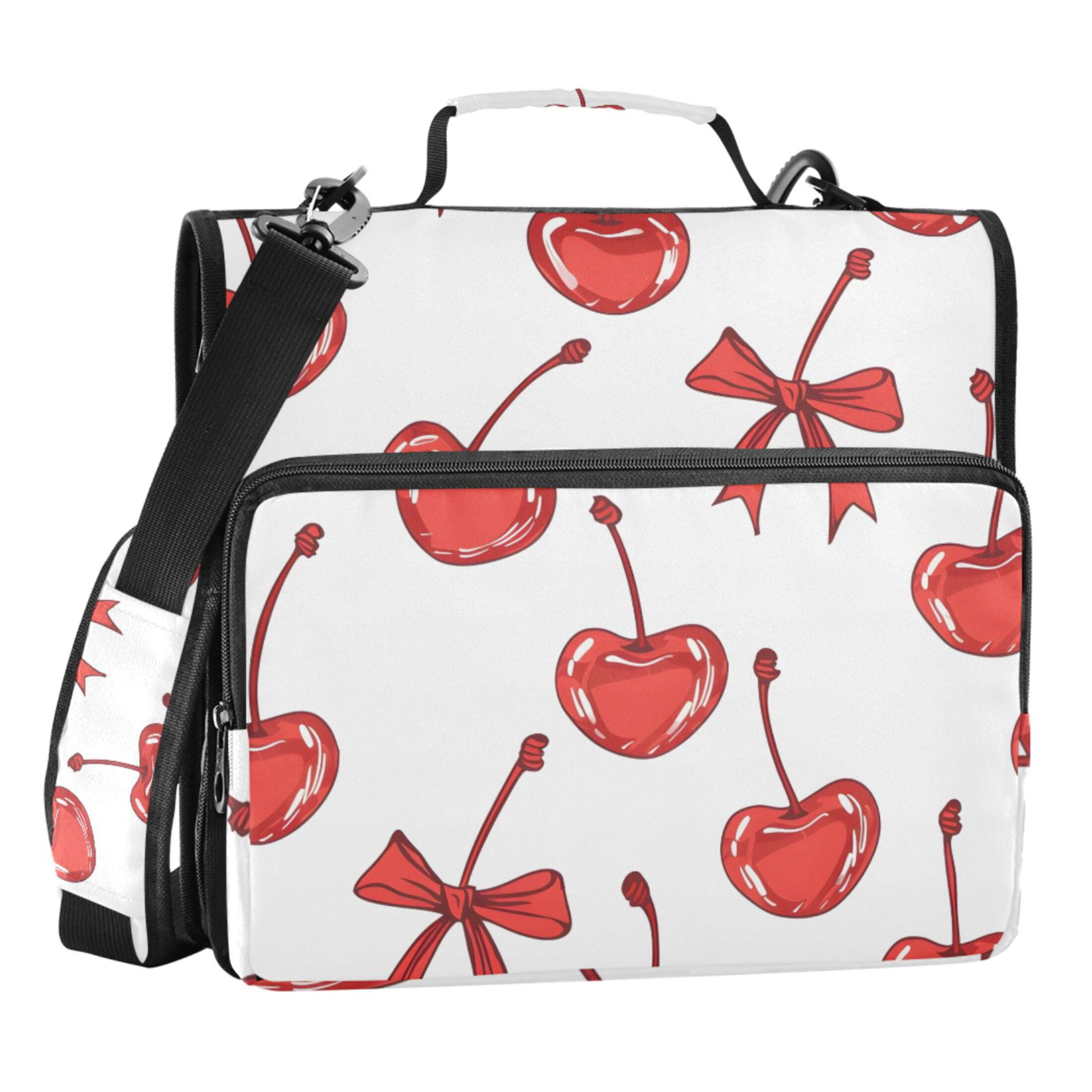 ALAZA Zipper Binder Cherry and Bows 3 Ring Trapper Keeper File Folder Organizer Bag