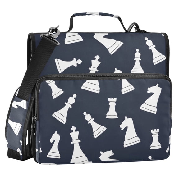 ALAZA Zipper Binder Chess Vintage 2 in 3 Ring Trapper Keeper 500 Sheet Capacity File Folder Organizer Bag