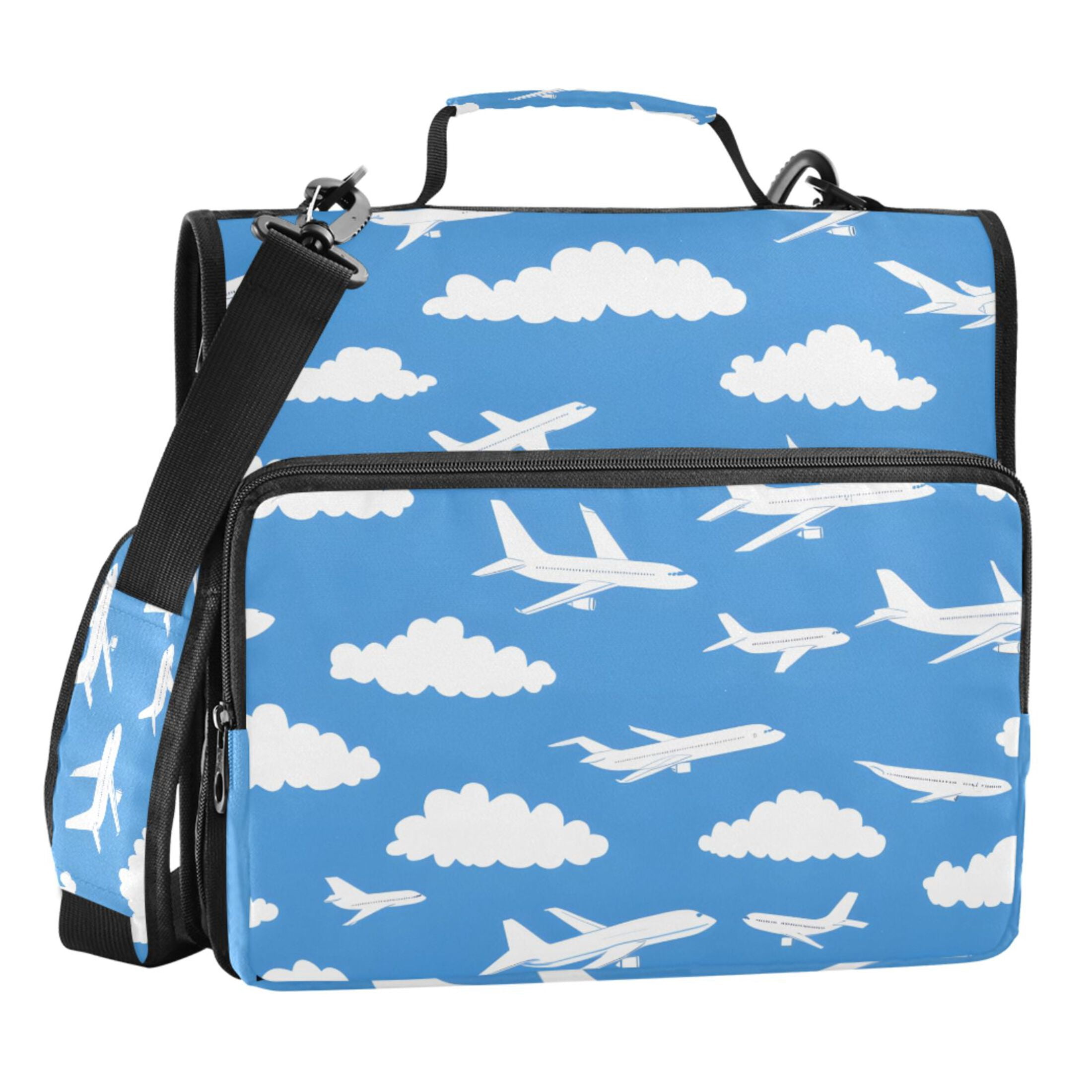 ALAZA Zipper Binder Clouds Airplane 3 Ring Trapper Keeper File Folder Organizer Bag