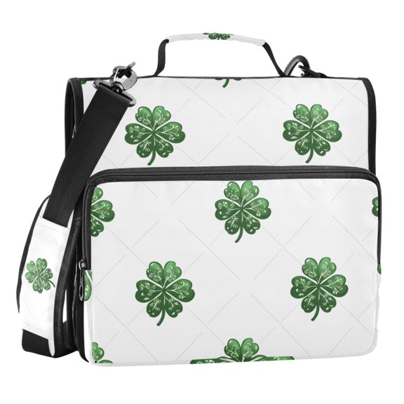 ALAZA Zipper Binder Clover on Checkered 3 Ring Trapper Keeper File Folder Organizer Bag