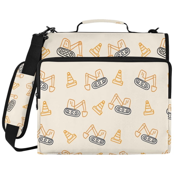 ALAZA Zipper Binder Construction Excavator Vehicles Pattern 2 inch 3 Ring 500 Sheet Capacity Trapper Keeper File Folder Organizer Bag