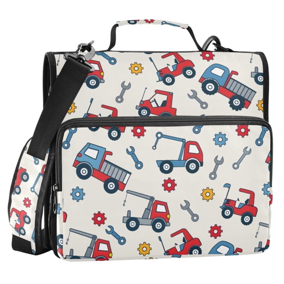 ALAZA Zipper Binder Construction Trucks Cute 2 in 3 Ring Trapper Keeper 500 Sheet Capacity File Folder Organizer Bag