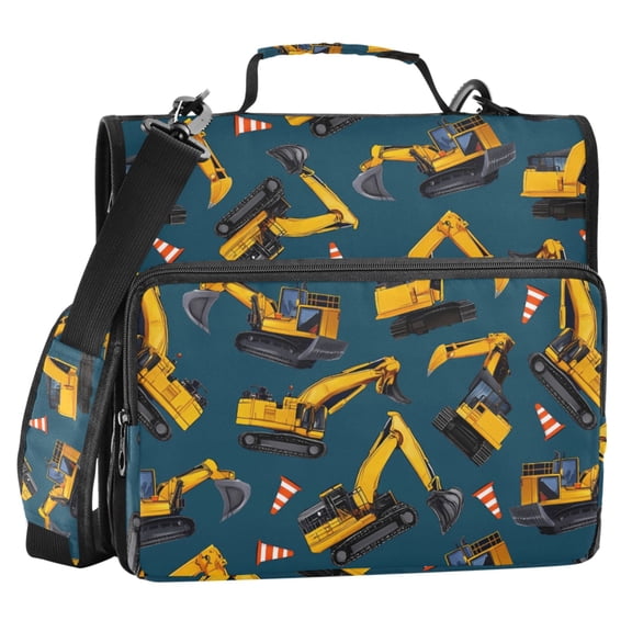 ALAZA Zipper Binder Construction Vehicles 2 in 3 Ring Trapper Keeper 500 Sheet Capacity File Folder Organizer Bag