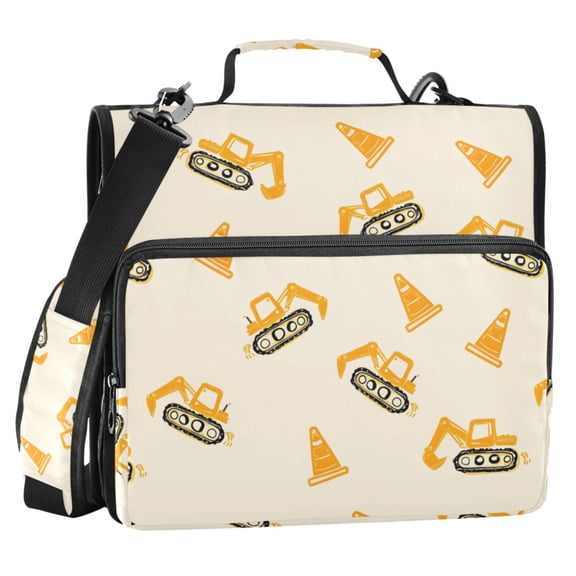 ALAZA Zipper Binder Construction Vehicles Excavator 2 in 3 Ring Trapper Keeper 500 Sheet Capacity File Folder Organizer Bag