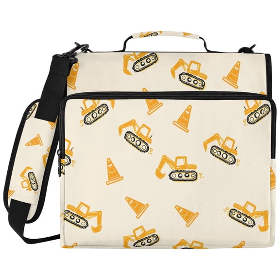 ALAZA Zipper Binder Construction Vehicles Excavator Pattern 2 inch 3 Ring 500 Sheet Capacity Trapper Keeper File Folder Organizer Bag