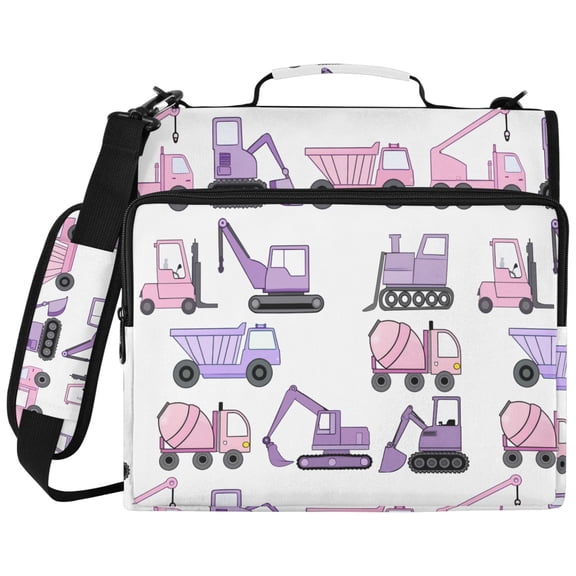 ALAZA Zipper Binder Construction Vehicles Pattern 2 inch 3 Ring 500 Sheet Capacity Trapper Keeper File Folder Organizer Bag