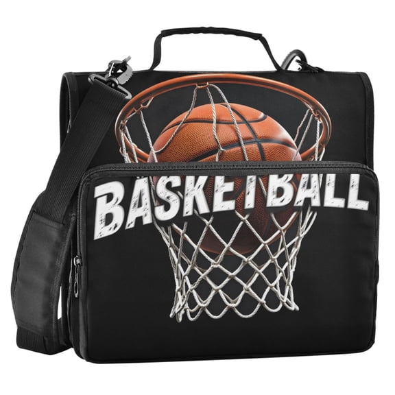 ALAZA Zipper Binder Cool Basketball 2 in 3 Ring Trapper Keeper 500 Sheet Capacity File Folder Organizer Bag