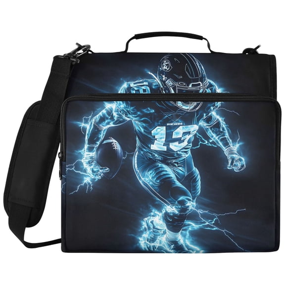 ALAZA Zipper Binder Cool Football Player Pattern 2 inch 3 Ring 500 Sheet Capacity Trapper Keeper File Folder Organizer Bag