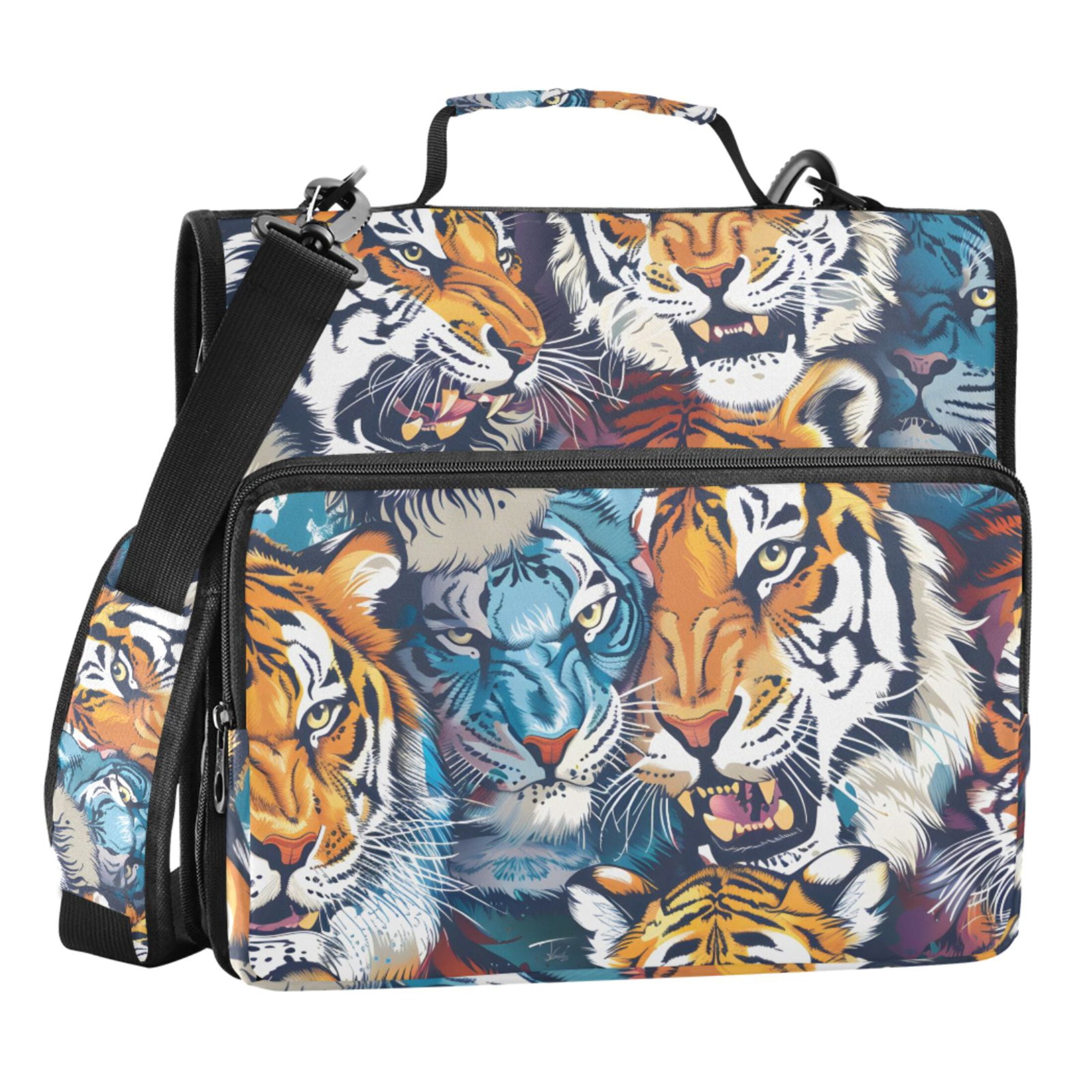 ALAZA Zipper Binder Cool Tigers 3 Ring Trapper Keeper File Folder Organizer Bag