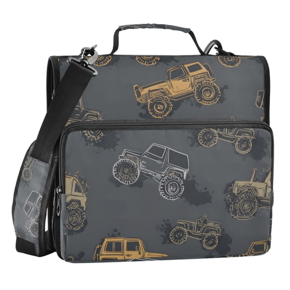 ALAZA Zipper Binder Cool Truck Pattern 3 Ring Trapper Keeper File Folder Organizer Bag