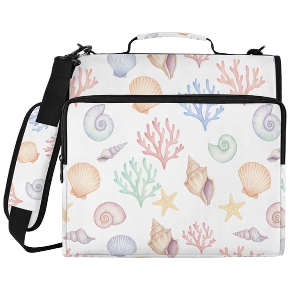ALAZA Zipper Binder Coral Conch Pattern 2 inch 3 Ring 500 Sheet Capacity Trapper Keeper File Folder Organizer Bag