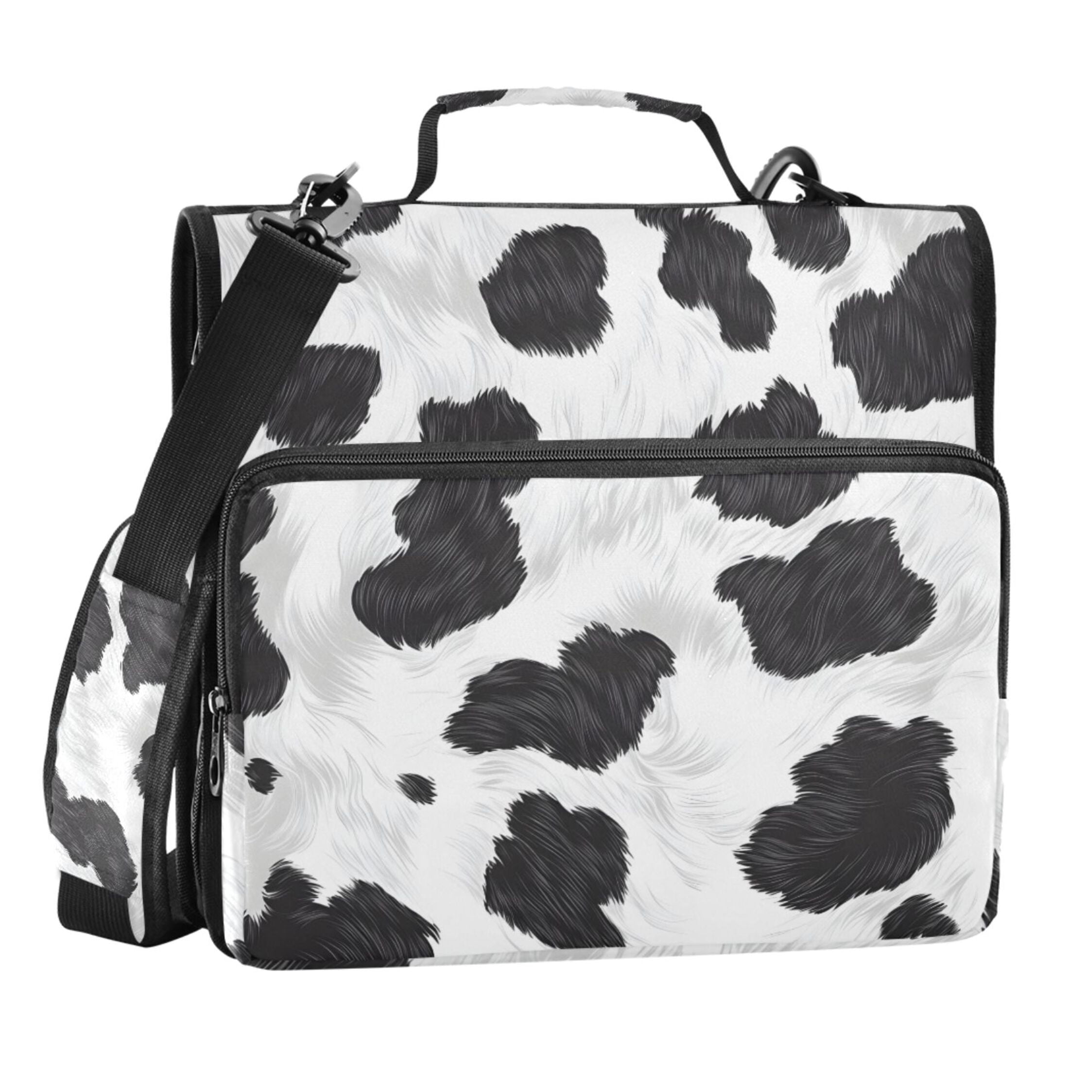 ALAZA Zipper Binder Cow Print 3 Ring Trapper Keeper File Folder Organizer Bag