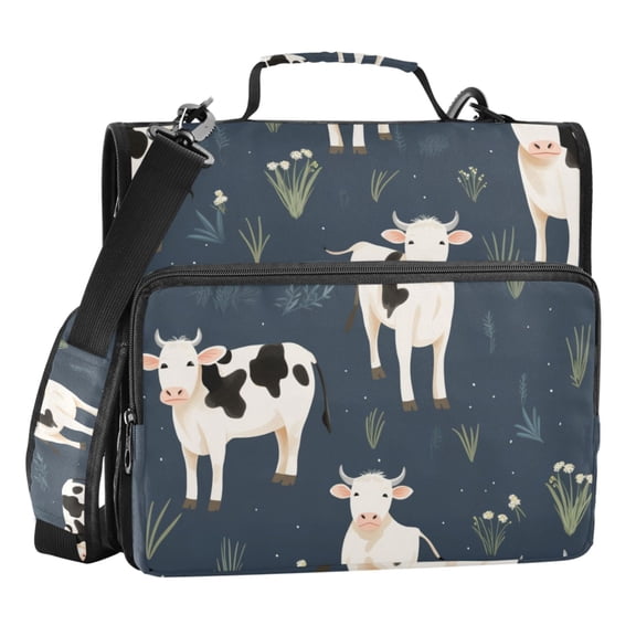 ALAZA Zipper Binder Cow on Grass 3 Ring Trapper Keeper File Folder Organizer Bag