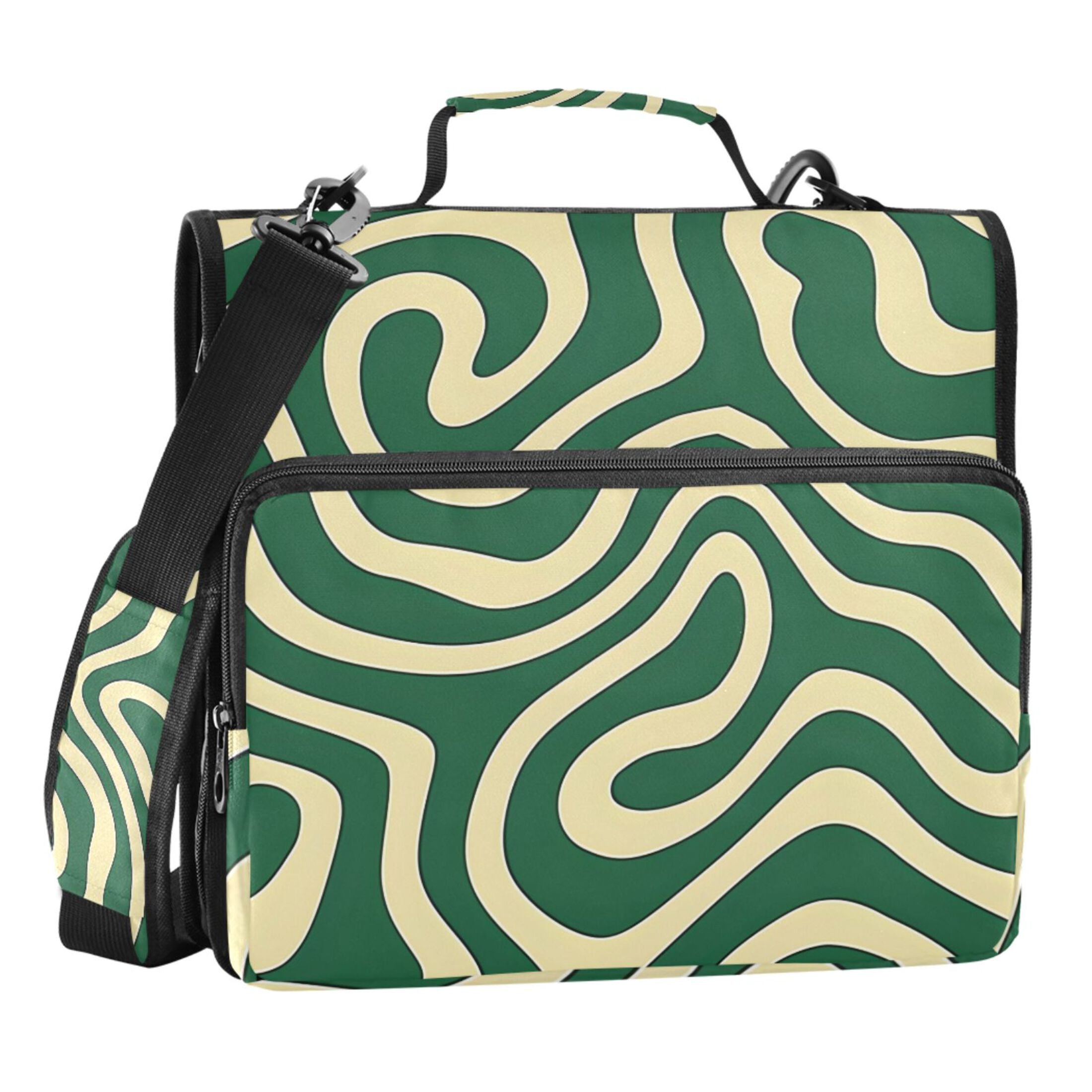 ALAZA Zipper Binder Cream Green Swirly 3 Ring Trapper Keeper File Folder Organizer Bag