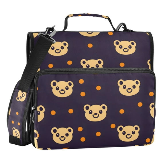 ALAZA Zipper Binder Cute Bears Dots 3 Ring Trapper Keeper File Folder Organizer Bag