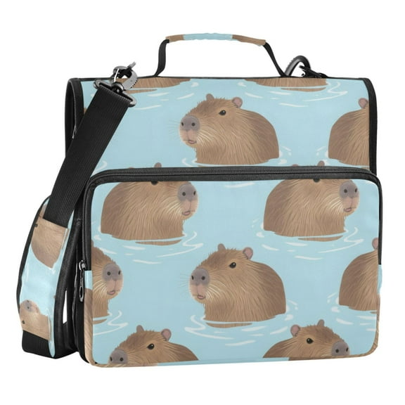 ALAZA Zipper Binder Cute Capybara Blue 3 Ring Trapper Keeper File Folder Organizer Bag