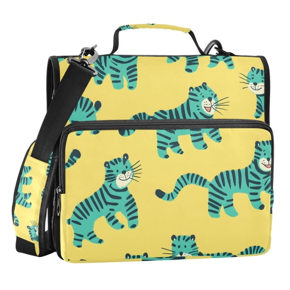 ALAZA Zipper Binder Cute Cartoon Tiger 3 Ring Trapper Keeper File Folder Organizer Bag