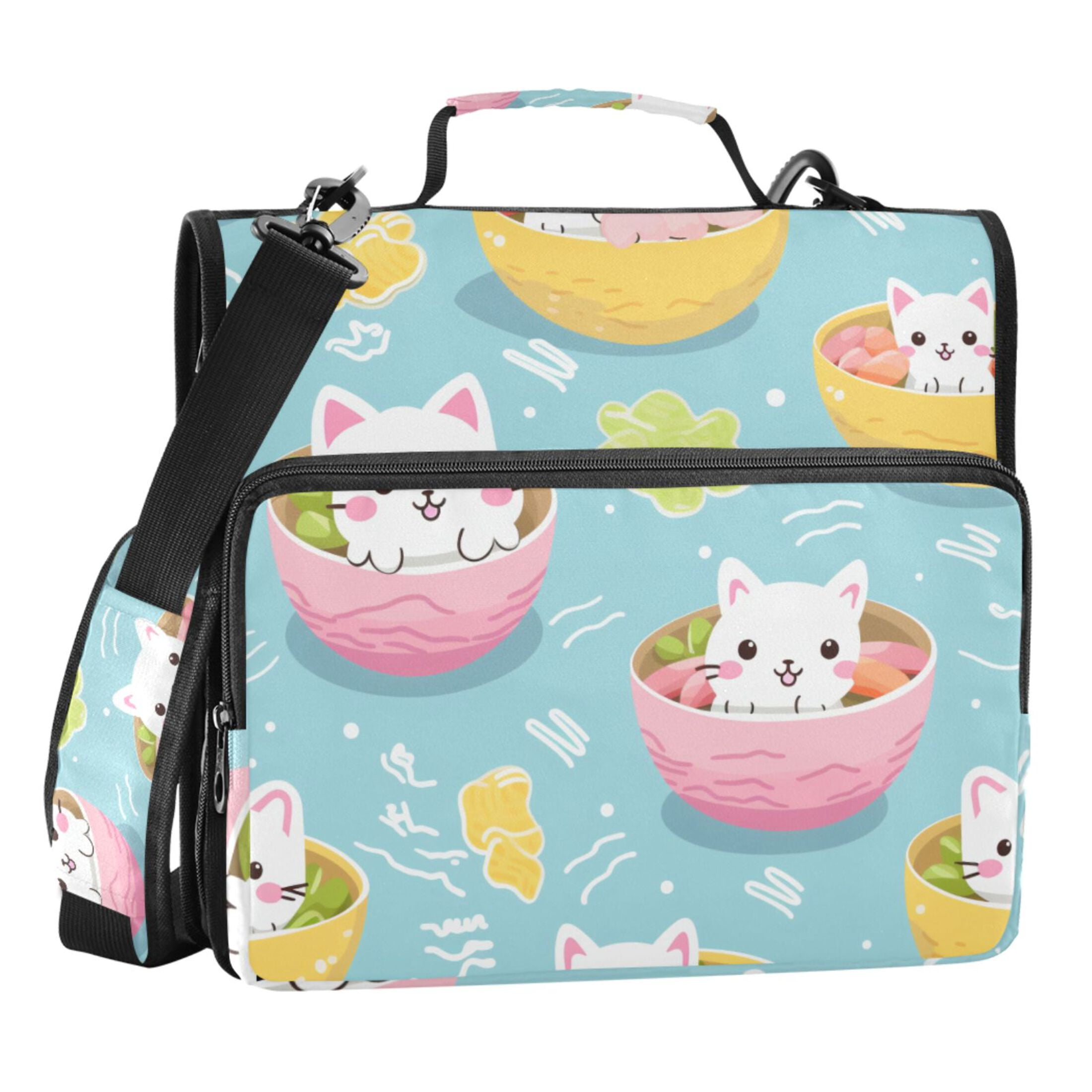 ALAZA Zipper Binder Cute Cat Cartoon 3 Ring Trapper Keeper File Folder Organizer Bag