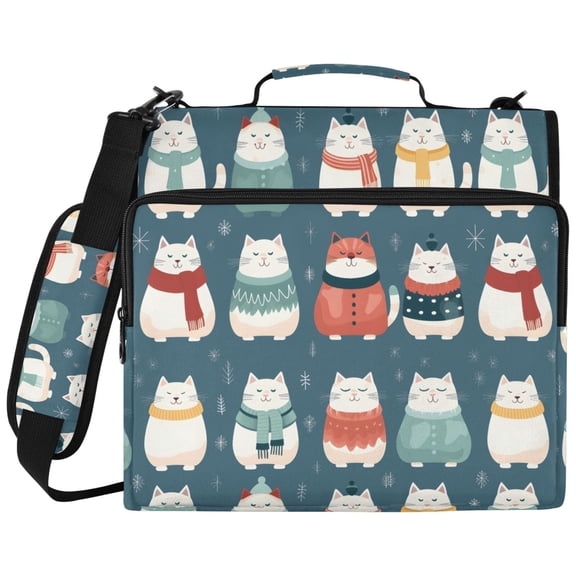 ALAZA Zipper Binder Cute Cat Pattern 2 inch 3 Ring 500 Sheet Capacity Trapper Keeper File Folder Organizer Bag