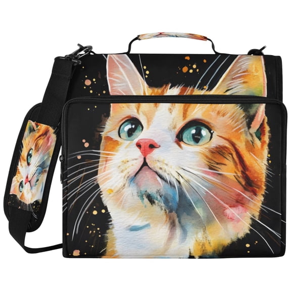 ALAZA Zipper Binder Cute Cat Pattern 2 inch 3 Ring 500 Sheet Capacity Trapper Keeper File Folder Organizer Bag