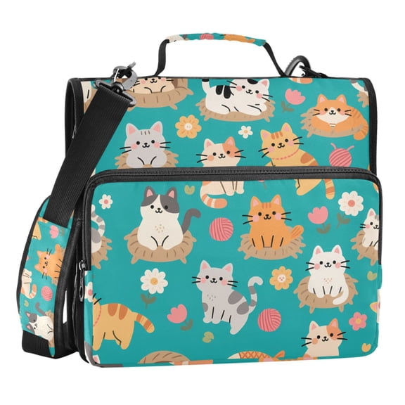 ALAZA Zipper Binder Cute Cats Cartoon 3 Ring Trapper Keeper File Folder Organizer Bag