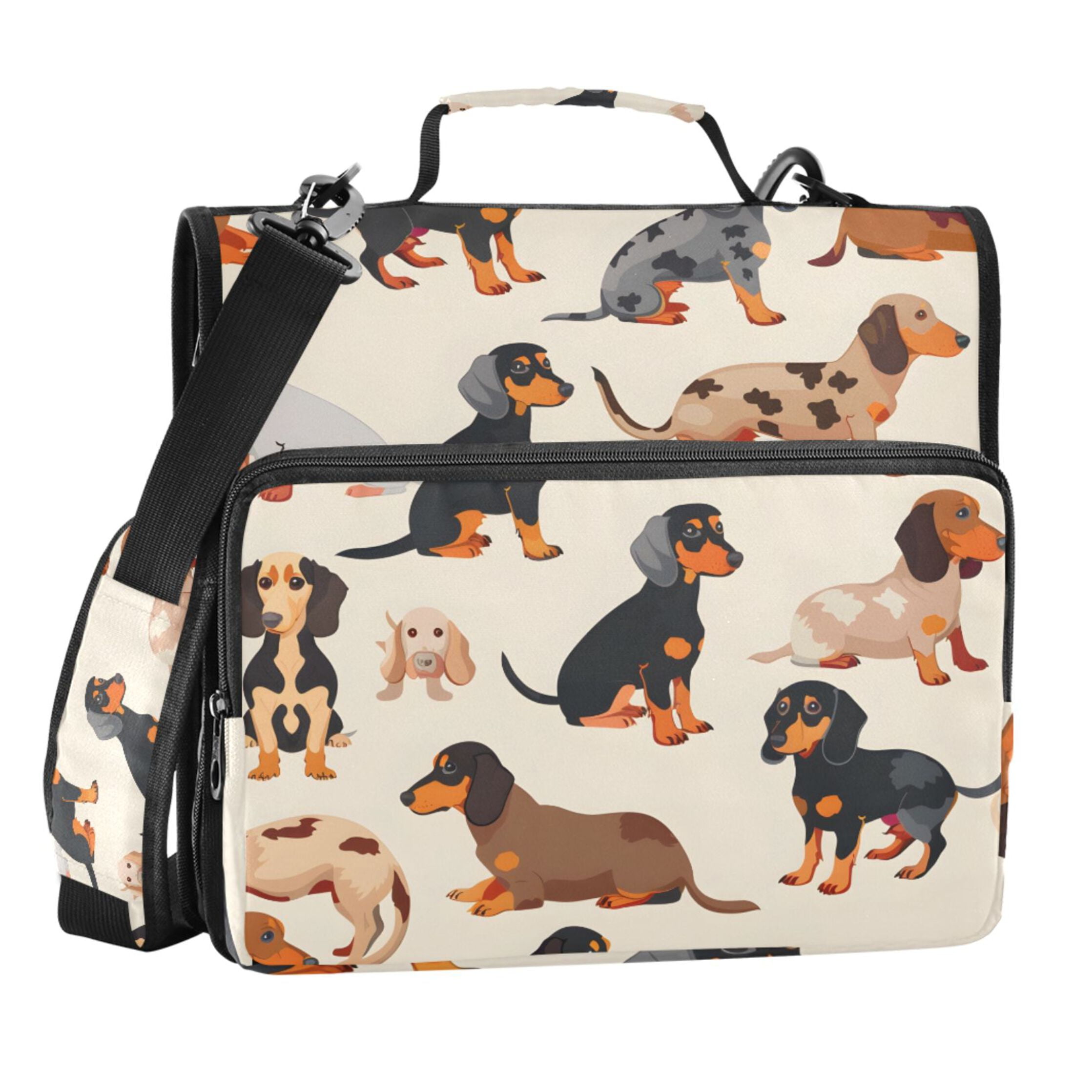ALAZA Zipper Binder Cute Dachshund Dog 3 Ring Trapper Keeper File Folder Organizer Bag