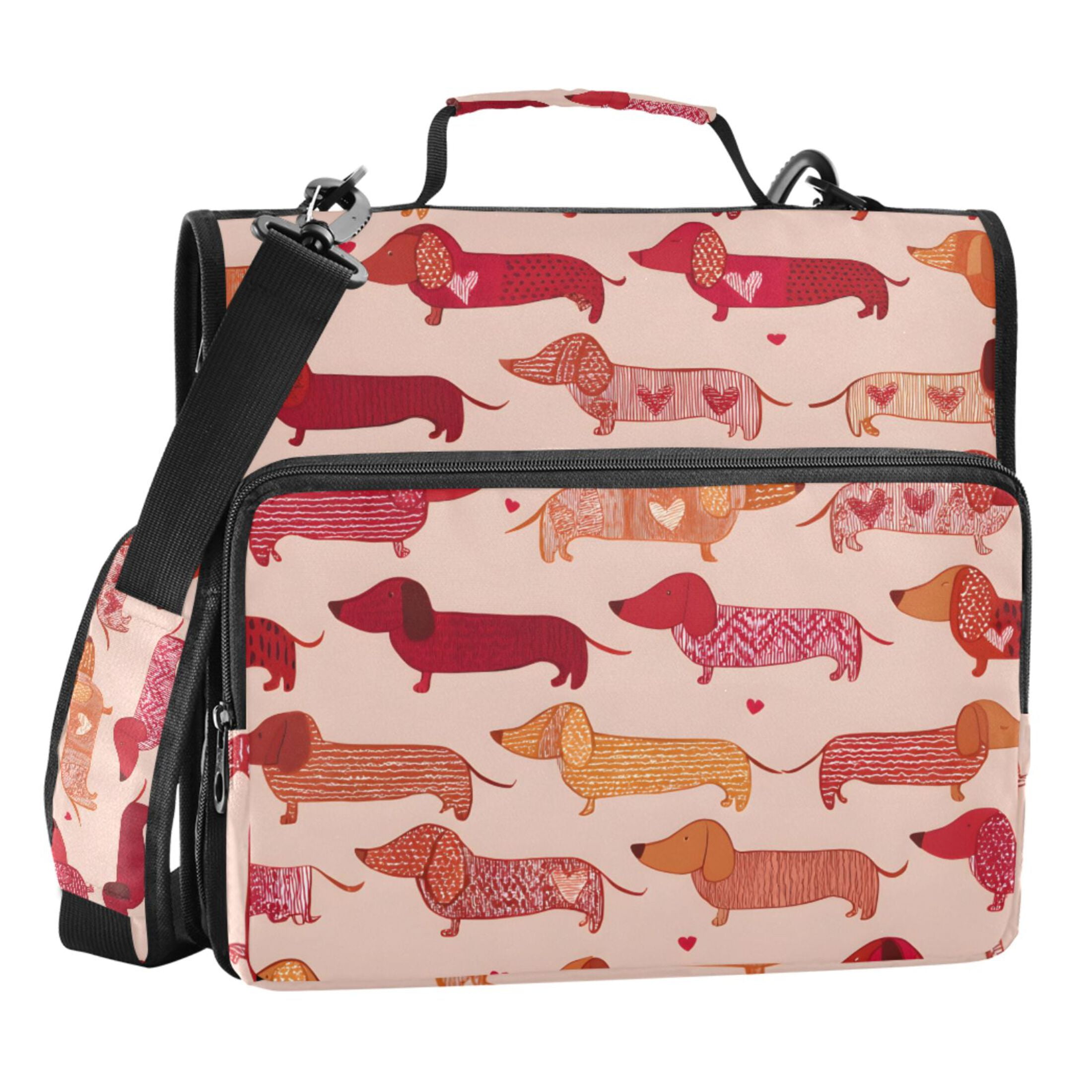 ALAZA Zipper Binder Cute Dachshund Dogs 3 Ring Trapper Keeper File Folder Organizer Bag