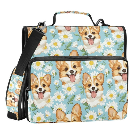 ALAZA Zipper Binder Cute Daisy Dogs 3 Ring Trapper Keeper File Folder Organizer Bag