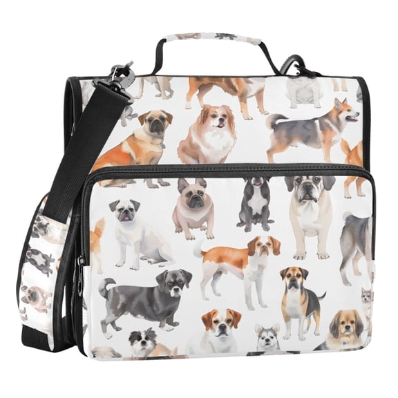 ALAZA Zipper Binder Cute Different Dogs 3 Ring Trapper Keeper File Folder Organizer Bag