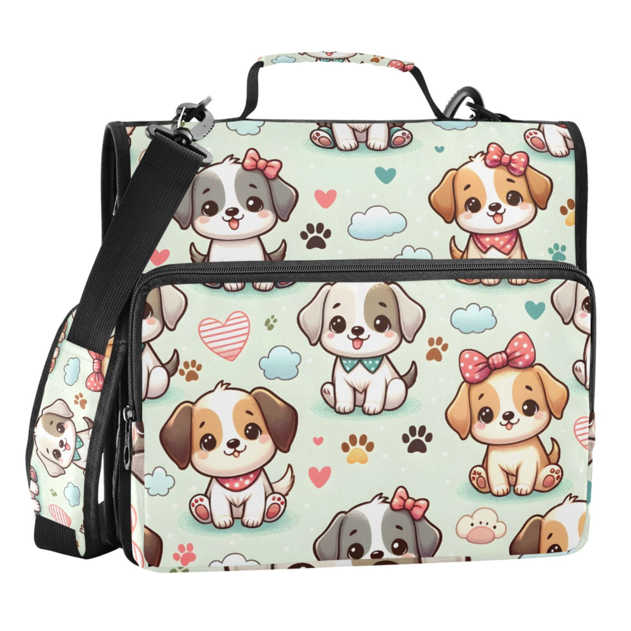 ALAZA Zipper Binder Cute Dog and Cloud 3 Ring Trapper Keeper File Folder Organizer Bag
