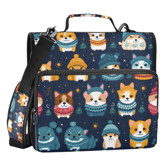 ALAZA Zipper Binder Cute Dogs 3 Ring Trapper Keeper File Folder Organizer Bag