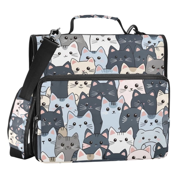 ALAZA Zipper Binder Cute Doodle Cats 3 Ring Trapper Keeper File Folder Organizer Bag