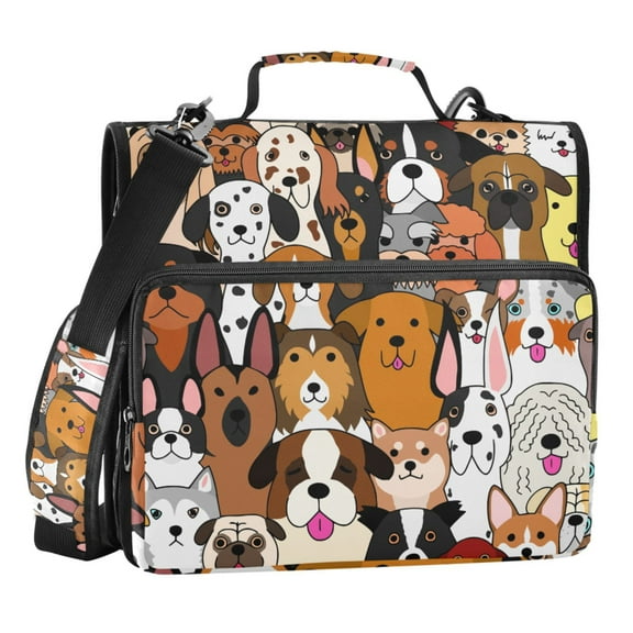 ALAZA Zipper Binder Cute Doodle Dog Animal 3 Ring Trapper Keeper File Folder Organizer Bag