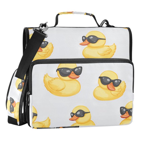 ALAZA Zipper Binder Cute Duck with Sunglasses 3 Ring Trapper Keeper File Folder Organizer Bag