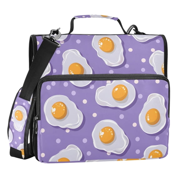 ALAZA Zipper Binder Cute Eggs and Polka Dots 3 Ring Trapper Keeper File Folder Organizer Bag