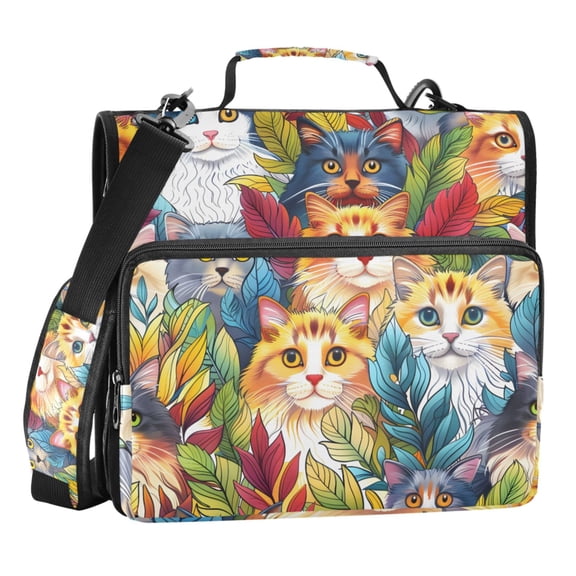 ALAZA Zipper Binder Cute Lovely Cat 3 Ring Trapper Keeper File Folder Organizer Bag