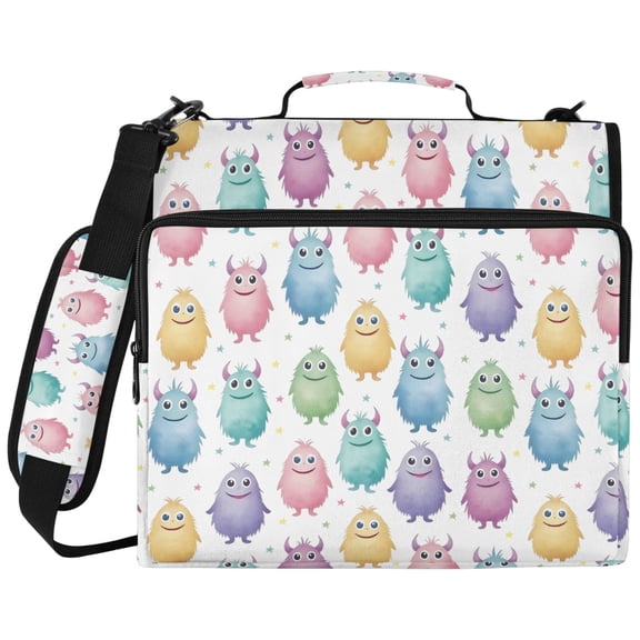 ALAZA Zipper Binder Cute Monsters Pattern 2 inch 3 Ring 500 Sheet Capacity Trapper Keeper File Folder Organizer Bag