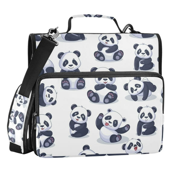 ALAZA Zipper Binder Cute Pandas Cartoon 3 Ring Trapper Keeper File Folder Organizer Bag