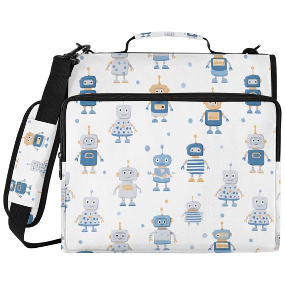 ALAZA Zipper Binder Cute Robots Pattern 2 inch 3 Ring 500 Sheet Capacity Trapper Keeper File Folder Organizer Bag